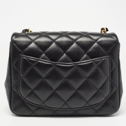 Pre Owned Chanel Black Quilted Leather Mini Square Classic Flap Bag