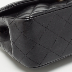 Pre Owned Chanel Black Quilted Leather Mini Square Classic Flap Bag