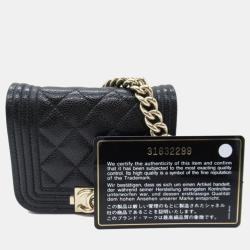 Chanel Black Leather CC Caviar Boy Belt Bag 