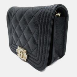 Chanel Black Leather CC Caviar Boy Belt Bag 