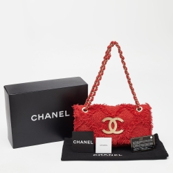 Chanel Red Tweed  CC Mania Flap Shoulder Bag