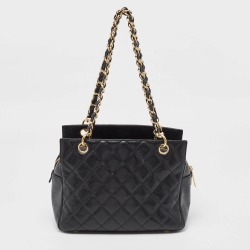مملوكة مسبقًا Chanel Black Quilted Caviar Leather Petite Timeless Tote