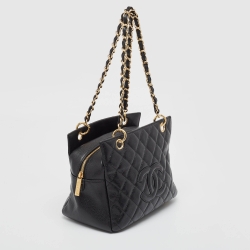 مملوكة مسبقًا Chanel Black Quilted Caviar Leather Petite Timeless Tote