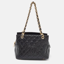 مملوكة مسبقًا Chanel Black Quilted Caviar Leather Petite Timeless Tote