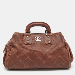 Pre Owned Chanel Brown Quilted Leather Outdoor Ligne Doctor Bag