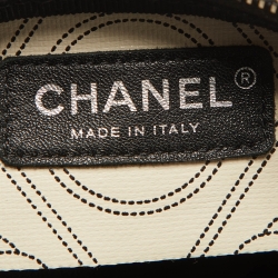 Pre Owned Chanel Black/White Camellia Print Coated Canvas Bowler Bag