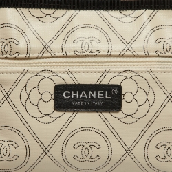 Pre Owned Chanel Black/White Camellia Print Coated Canvas Bowler Bag