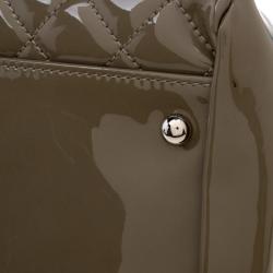 Pre Owned Chanel Moose Green Quilted Patent Leather Large Just Mademoiselle Bowling Bag