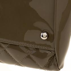 Pre Owned Chanel Moose Green Quilted Patent Leather Large Just Mademoiselle Bowling Bag
