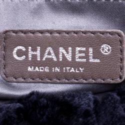 Pre Owned حقيبة شانيل قلاب كلاسيك جلد وفرو أرنب زرقاء كحلية