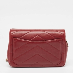 Pre Owned حقيبة كتف شانيل كوكو جلد شيفرون عنابي ظرفية