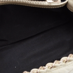 Pre Owned Chanel Off White Quilted Glazed Leather Small Chain Me Tote