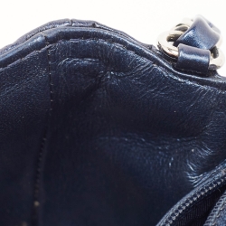 مملوكة مسبقًا Chanel Metallic Navy Blue Grommet Leather Mini Airline Single Flap Bag