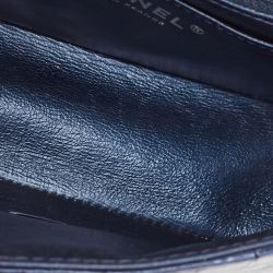 مملوكة مسبقًا Chanel Metallic Navy Blue Grommet Leather Mini Airline Single Flap Bag