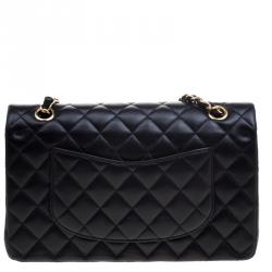 Pre Owned Chanel Black Quilted Leather Medium Classic Double Flap Bag