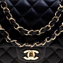 Pre Owned Chanel Black Quilted Leather Medium Classic Double Flap Bag