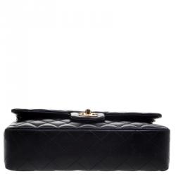 Pre Owned Chanel Black Quilted Leather Medium Classic Double Flap Bag