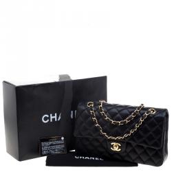 Pre Owned Chanel Black Quilted Leather Medium Classic Double Flap Bag