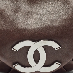 مملوكة مسبقًا Chanel Choco Brown Pleated Leather Ring CC Shoulder Bag