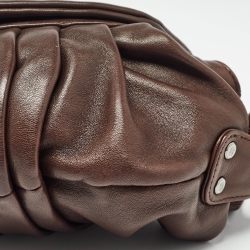مملوكة مسبقًا Chanel Choco Brown Pleated Leather Ring CC Shoulder Bag