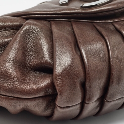 مملوكة مسبقًا Chanel Choco Brown Pleated Leather Ring CC Shoulder Bag