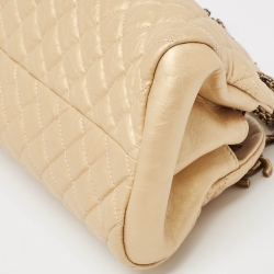 Pre Owned حقيبة باولر شانيل جست مادموزيل جلد ذهبي مبطن متوسطة