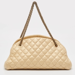 Pre Owned حقيبة باولر شانيل جست مادموزيل جلد ذهبي مبطن متوسطة