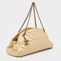 Pre Owned حقيبة باولر شانيل جست مادموزيل جلد ذهبي مبطن متوسطة