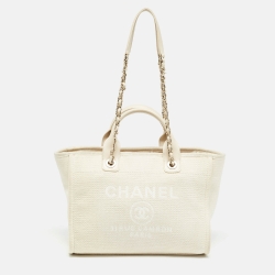 مملوكة مسبقًا Chanel Cream Canvas Small Deauville Tote