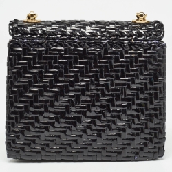 Pre Owned Chanel Black Glazed Wicker Mini Vintage Flap Bag 