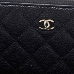 مملوكة مسبقًا محفظة شانيل سحاب ملتف سي سي جلد كافيار مبطنة سوداء