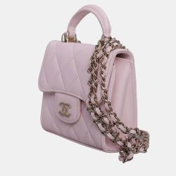 Chanel Pink Leather Micro Flap Top Handle Bag