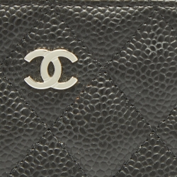 Pre Owned Chanel Black Caviar Leather Classic Zipped Coin Purse 