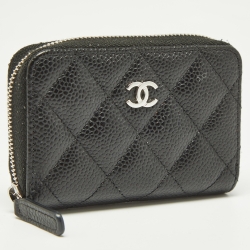 Pre Owned Chanel Black Caviar Leather Classic Zipped Coin Purse 