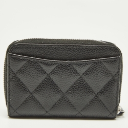 Pre Owned Chanel Black Caviar Leather Classic Zipped Coin Purse 