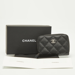 Pre Owned Chanel Black Caviar Leather Classic Zipped Coin Purse 