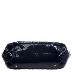 Pre Owned Chanel Navy Blue Quilted Patent Leather Reissue Accordion Flap Bag