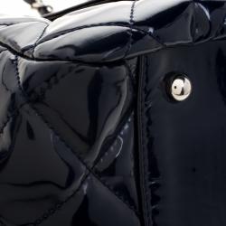 Pre Owned Chanel Navy Blue Quilted Patent Leather Reissue Accordion Flap Bag