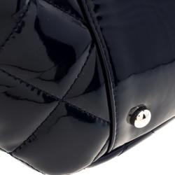 Pre Owned Chanel Navy Blue Quilted Patent Leather Reissue Accordion Flap Bag