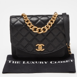 Pre Owned Chanel Black Quilted Caviar and Leather CC Chain Top Handle Bag