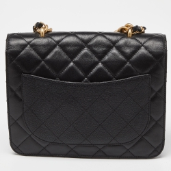 Pre Owned Chanel Black Quilted Caviar and Leather CC Chain Top Handle Bag