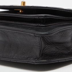 Pre Owned Chanel Black Quilted Caviar and Leather CC Chain Top Handle Bag