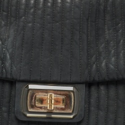 Pre Owned Chanel Black Vertical Quilt Iridescent Leather Mademoiselle Flap Shoulder Bag