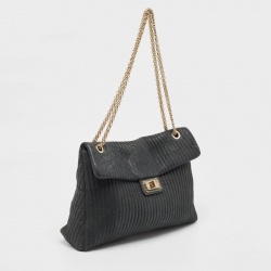 Pre Owned Chanel Black Vertical Quilt Iridescent Leather Mademoiselle Flap Shoulder Bag