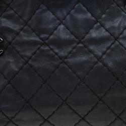 Pre Owned Chanel Black Quilted Iridescent Leather Just Mademoiselle Bowling Bag
