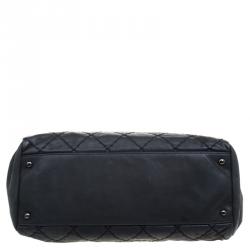 Pre Owned Chanel Black Quilted Iridescent Leather Just Mademoiselle Bowling Bag