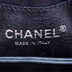 Pre Owned Chanel Black Quilted Iridescent Leather Just Mademoiselle Bowling Bag