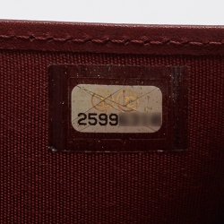 Pre Owned Chanel Burgundy Quilted Caviar Leather Boy Compact Wallet