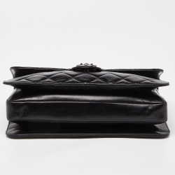 Pre Owned Chanel Black Quilted Glossy Leather Large Perfect Edge Flap Bag