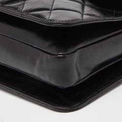 Pre Owned Chanel Black Quilted Glossy Leather Large Perfect Edge Flap Bag